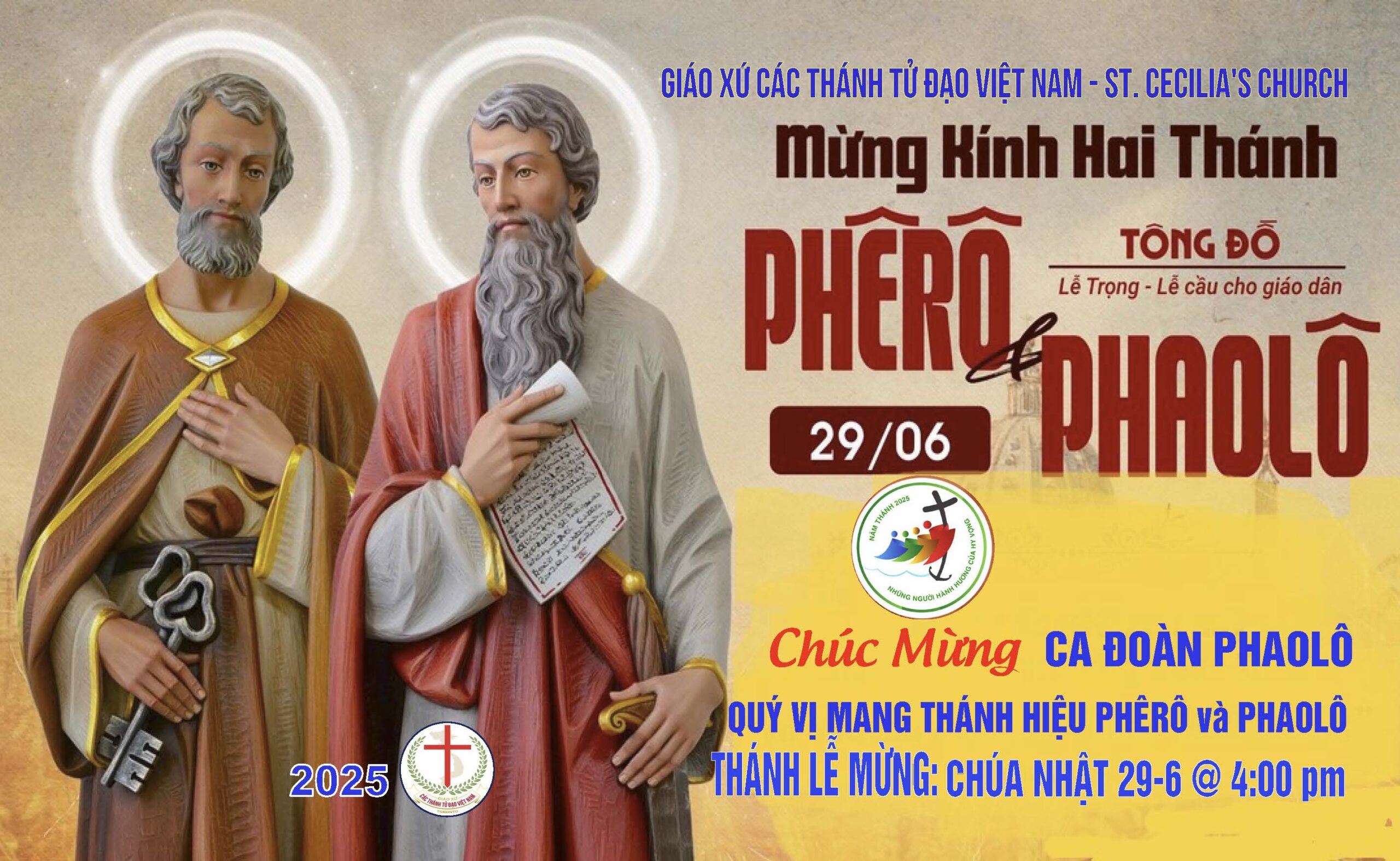 MỪNG KÍNH HAI THÁNH TÔNG ĐỒ PHÊRÔ VÀ PHAOLÔ