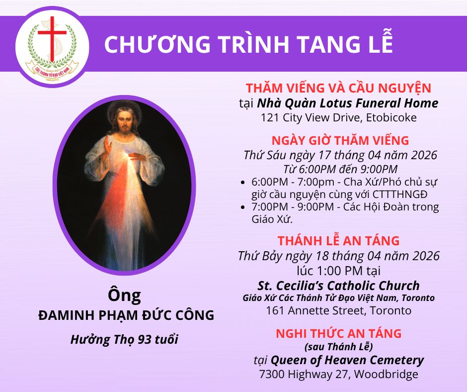 CHƯƠNG TRÌNH TANG LỄ
