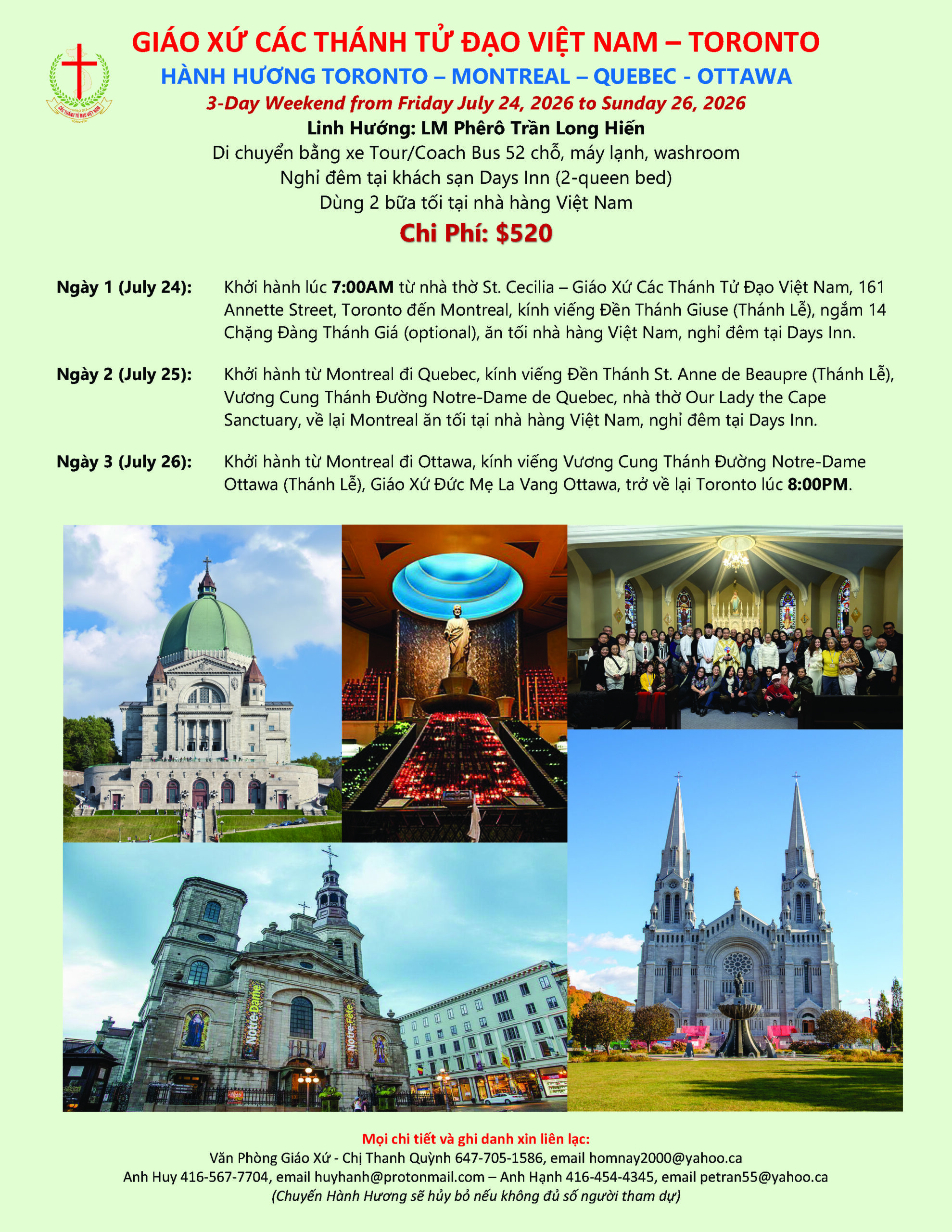 HÀNH HƯƠNG MONTREAL-QUEBEC-OTTAWA