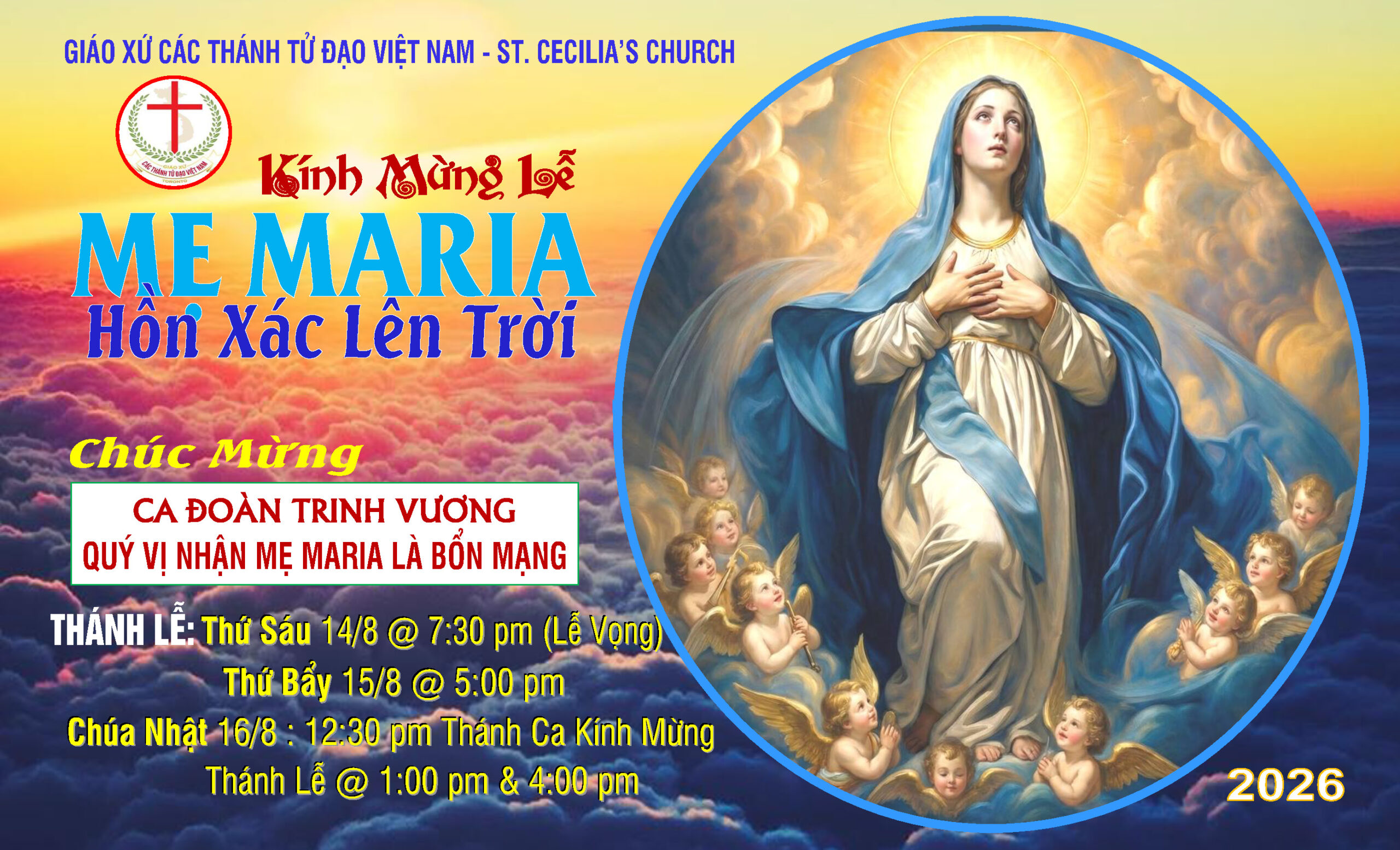 MÙNG KÍNH LỄ MẸ MARIA HỒN XÁC LÊN TRỜI