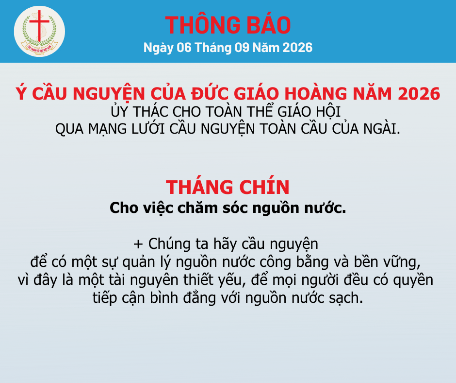 Ý CẦU NGUYỆN CỦA ĐỨC GIÁO HOÀNG NĂM 2026 – THÁNG 09